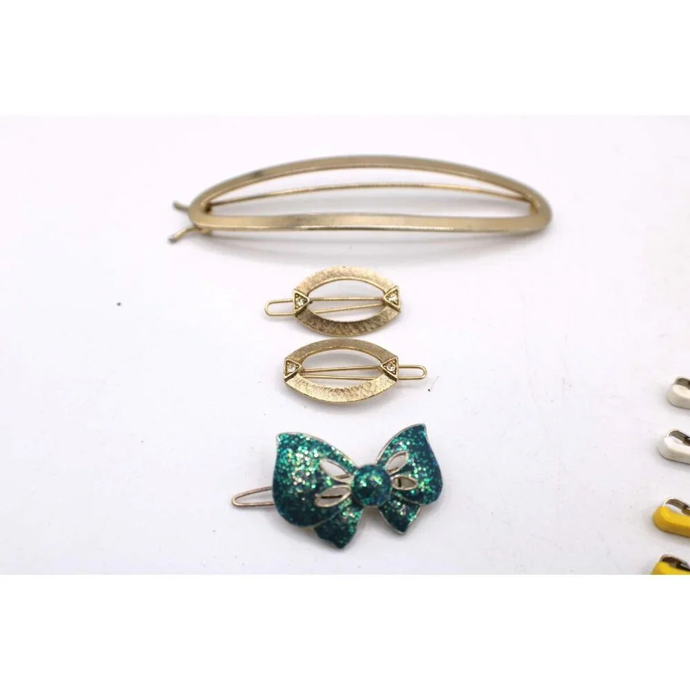 Assorted Hair Clips Barrettes Bobby Pins Rhinestone Butterfly Bow Accessory Vtg